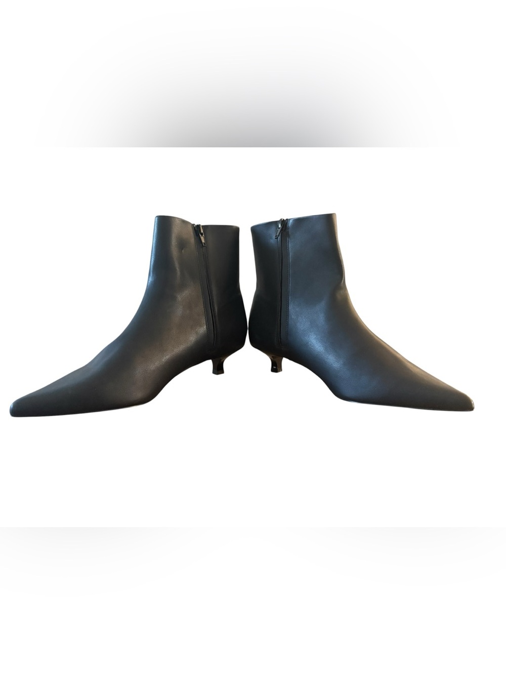 Aldo Black Pointed Toe Kitten Heel Ankle Booties